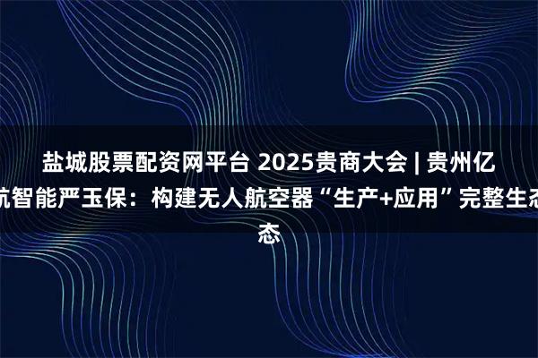盐城股票配资网平台 2025贵商大会 | 贵州亿航智能严玉保：构建无人航空器“生产+应用”完整生态